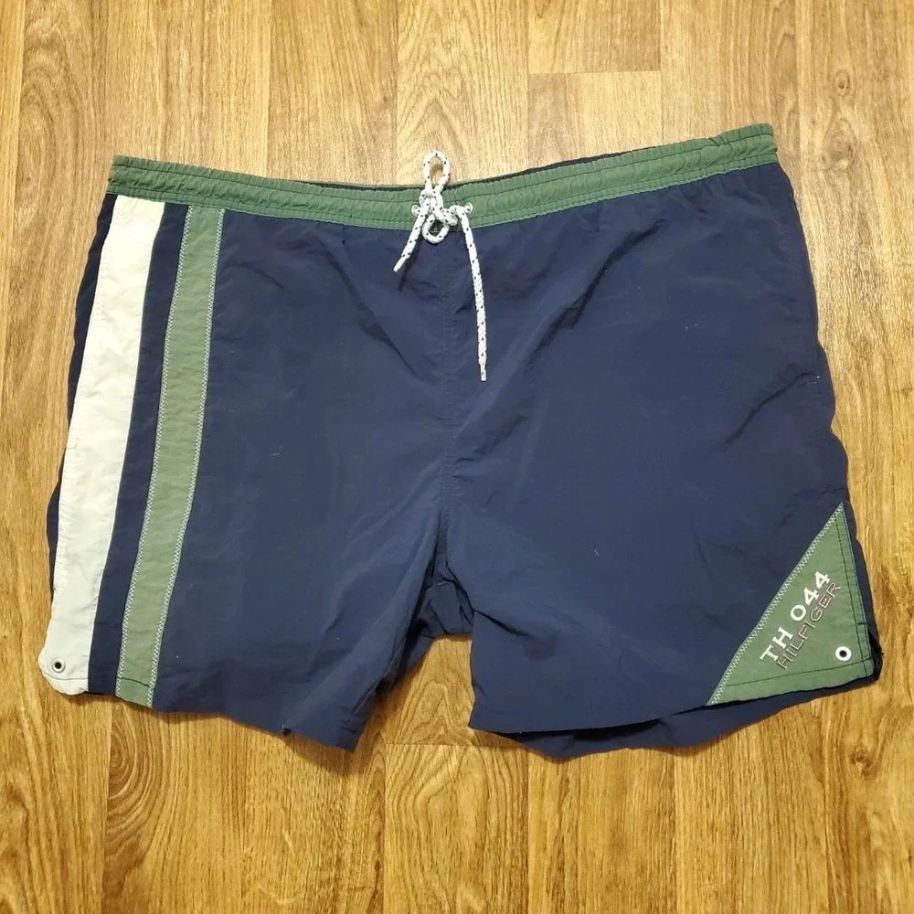 Vintage Tommy Hilfiger Sailing Shorts Men XL Navy Blue‎ TH 044 Swim Athletic